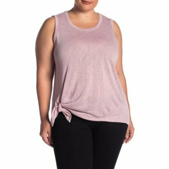 Bobeau NWT Pink Side Tie Rayon Plus Knit Top Barbiecore Pink 4X - Picture 1 of 7